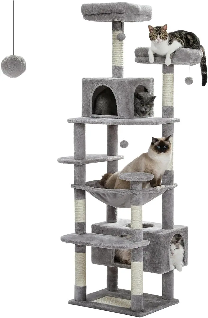 Pawz Road Large 72 Inch Cat Tree And Tower For Indoor Cats - With Sisal-Covered Scratching Posts, Padded Perches, Condos, And