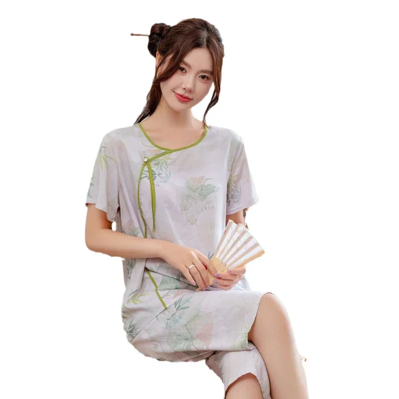 Pyjamas Summer Women's Clothing Sets New Thin Home Loose Cozy Affordable Soft Elegant High-quality Casual Cool Breathable Mature