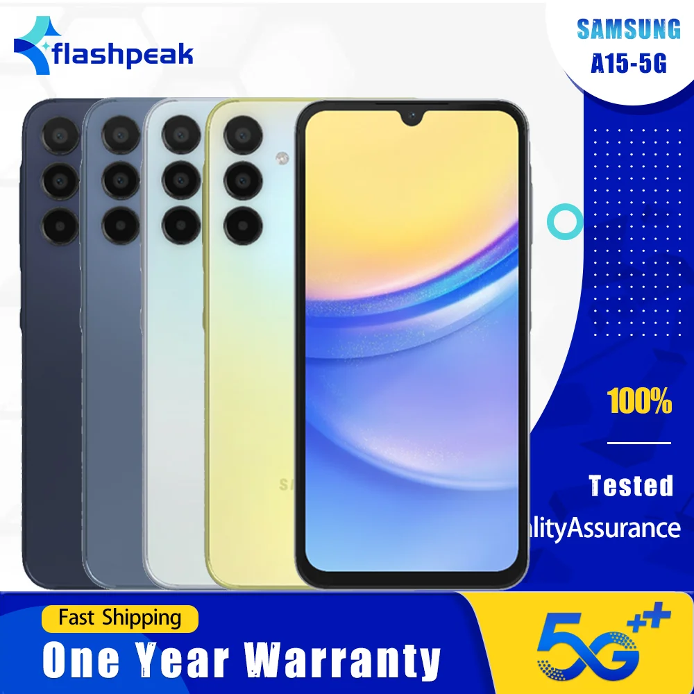 Teléfono Móvil Original Samsung Galaxy A15 A156U A156B 5G, 4GB+128GB, 90Hz, 6.5'', NFC, 50MP+5MP+2MP+13MP, Octa-Core, Android, Smartphone