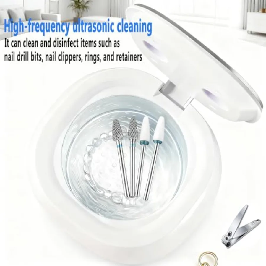 Rechargeable Nail Tool Cleaner with High-Frequency Vibration and Blue Light Sterilization 3 Timer Modes Compatible with Nail Dr view 3