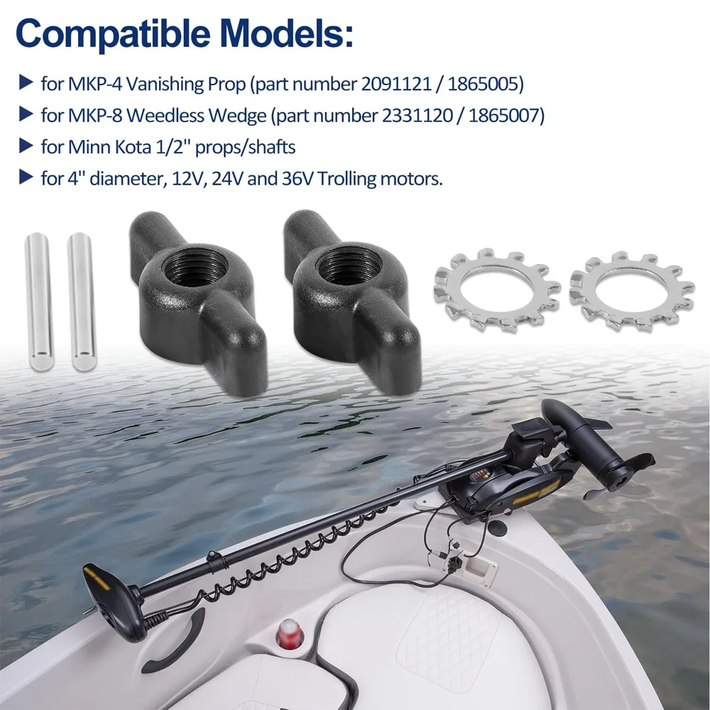 6 Pack MKP-10 Prop & Nut Kit B Fits for Minn Kota Trolling Motor Includes Prop Nut & Washer 1865011, 1/2 Inch (B)