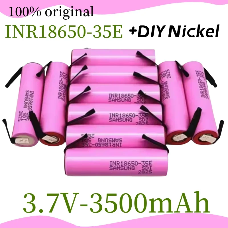 1-50PCS 100% original INR18650 35E 20A discharge 3.7V 3500mAh large capacity rechargeable battery+DIY nickel