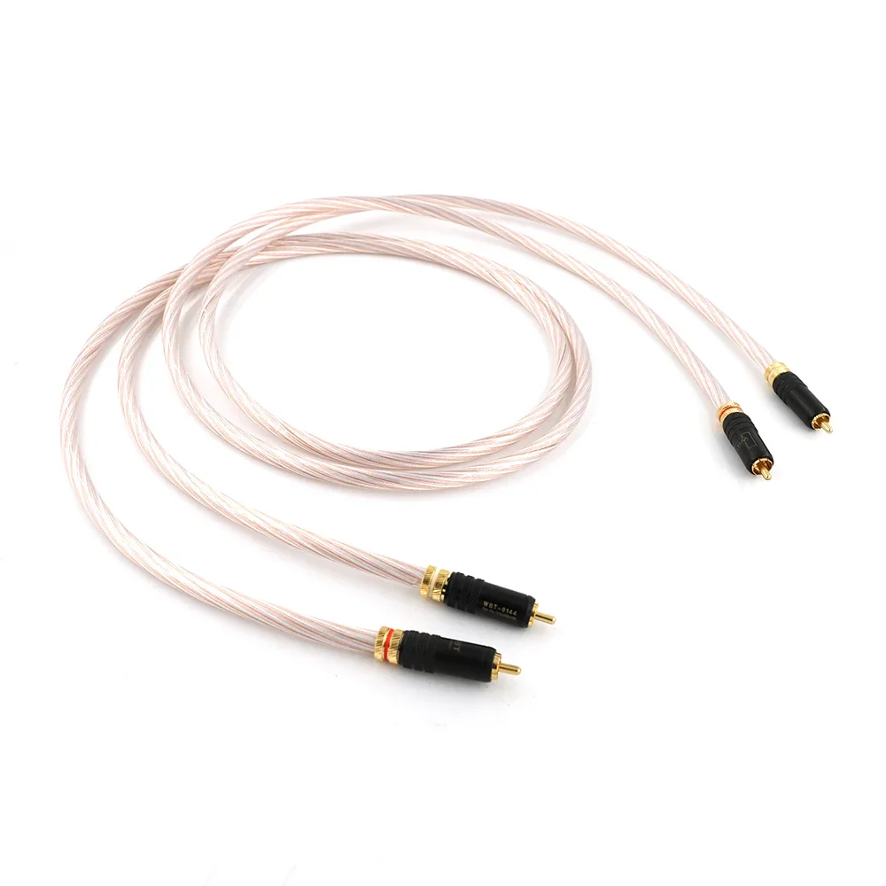 HiFi RCA Cable 7NOCC+OCC Silver-Plated Multiple Oxyacid Pure Copper Interconnect Cable Signal Cord with 24K gold-plated RCA