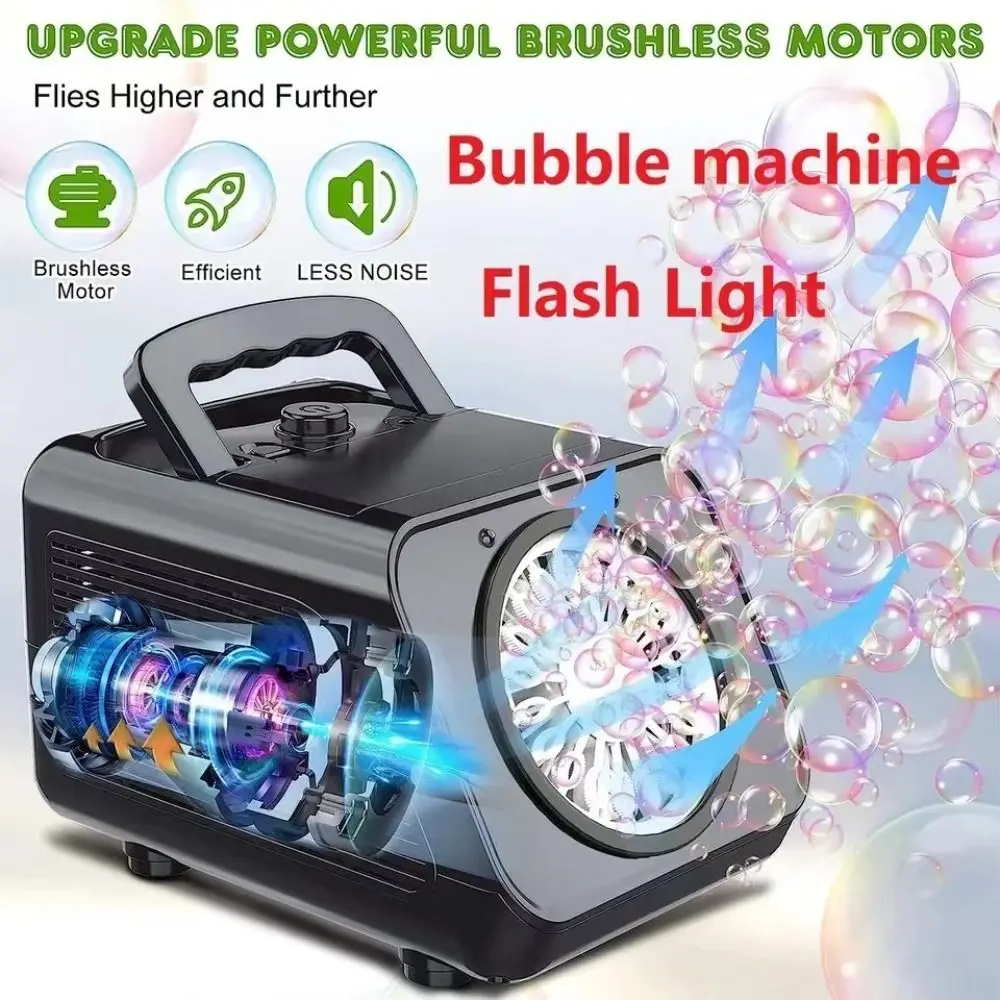 New 15000+ Bubbles Per Minute Automatic Bubble Machine Upgrade Portable Bubble Blower 1 Fan Plastic Bubble Maker Kids