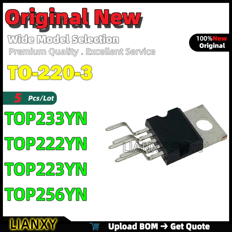 5pcs TO-220-3 TOP233YN TOP222YN TOP223YN TOP256YN AC-DC Converter New Original