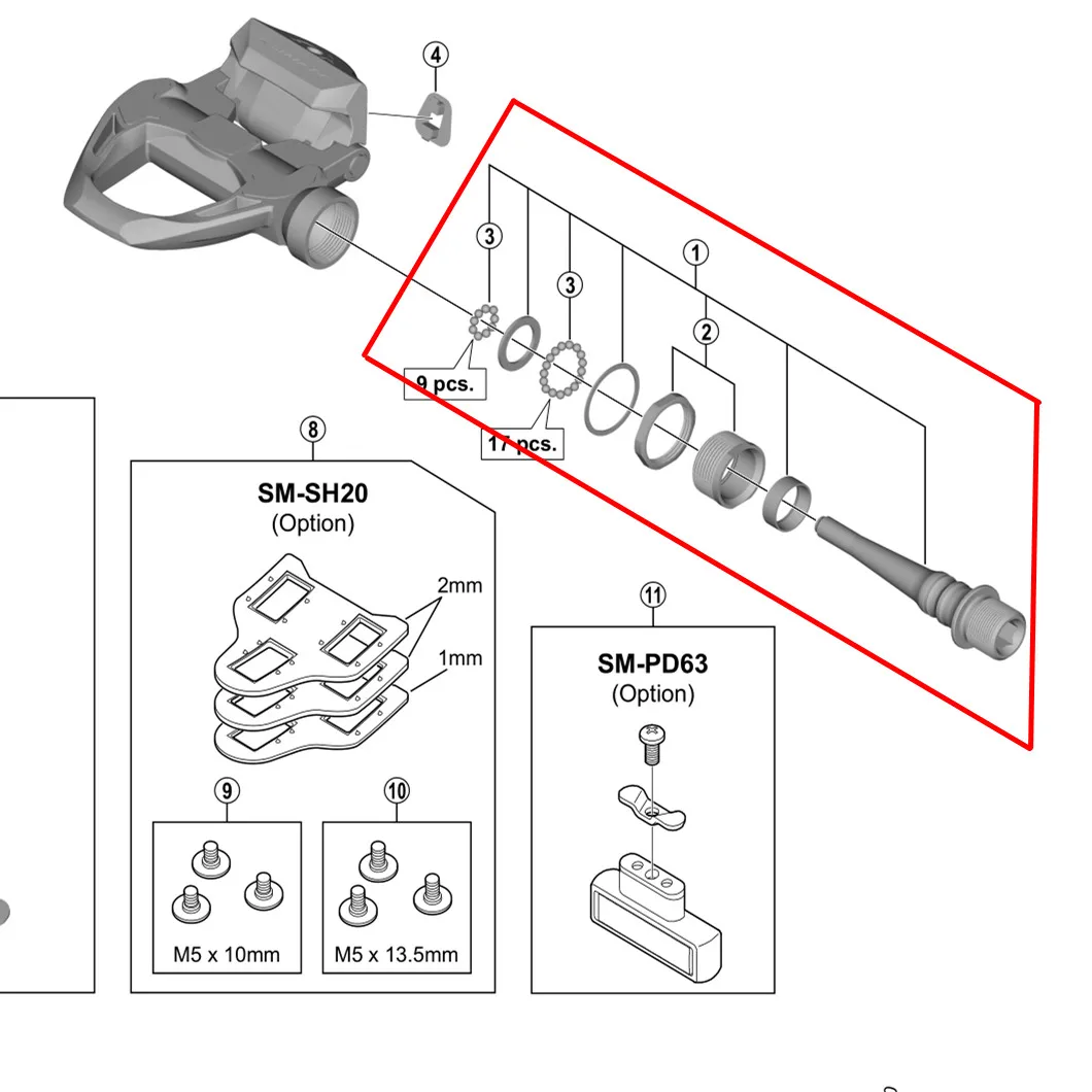 Shimano Bike Pedals Pedal Axle Assembly