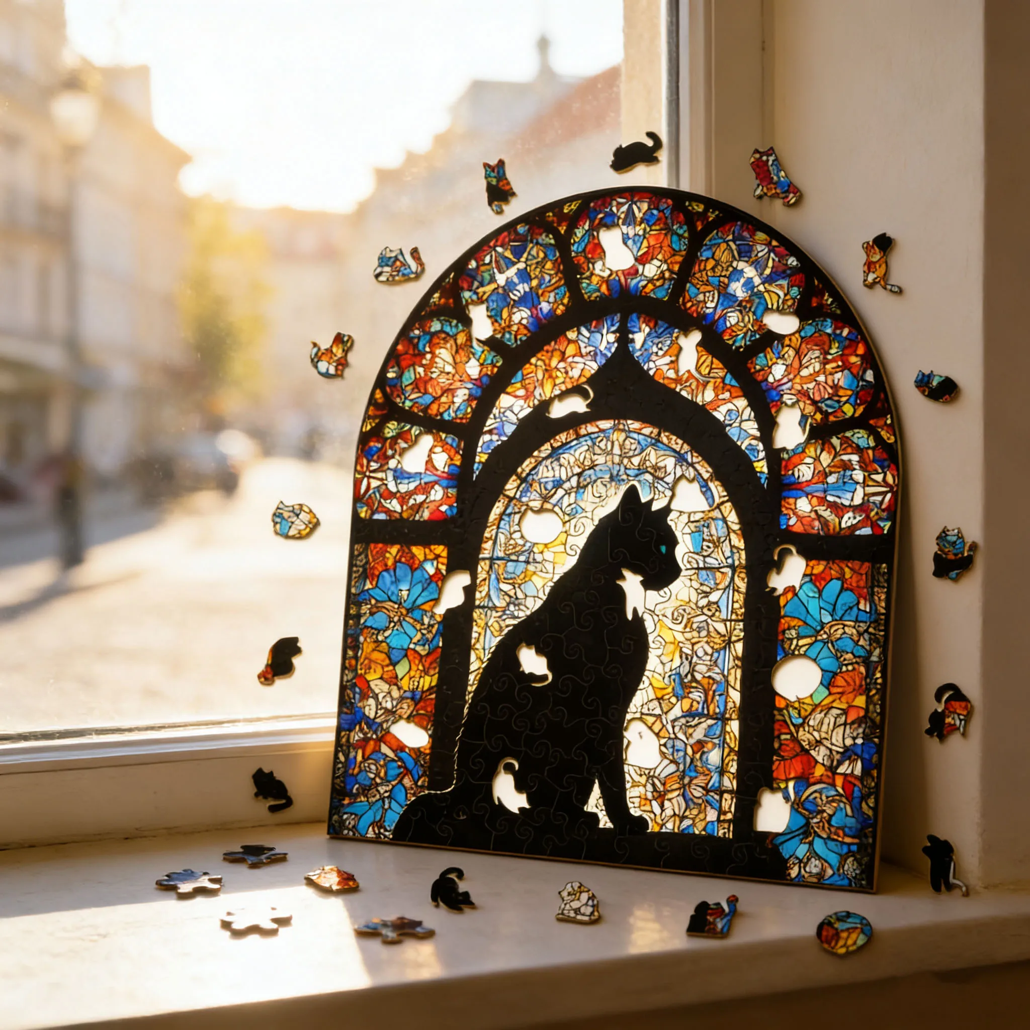 Irregular-shaped Cat Wooden Jigsaw Puzzle Puzzle Stress-Relieving Game Birthday Xmas Gifts Fun Educational Toys for Home Decor