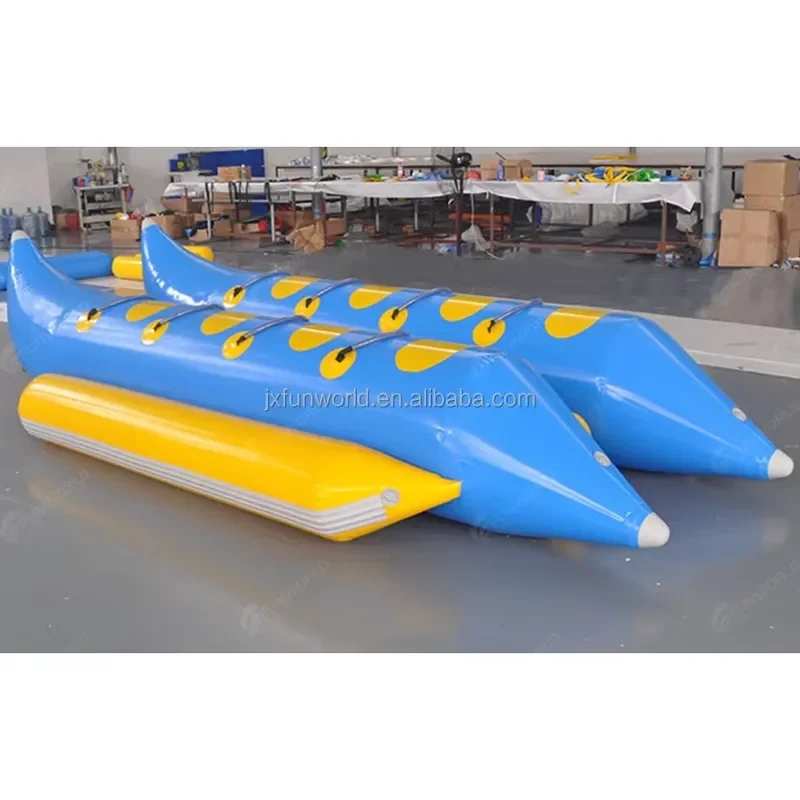 0.9mm PVC Inflatable Banana Boat 8-Person Towable Tube for Boating Inflatable Ride-on Banana Float