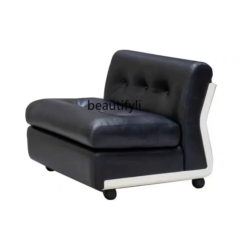 

Retro single person sofa chair minimalist living room small unit modular combination leather corduroy sofa