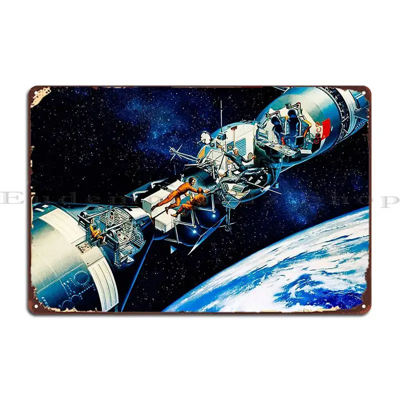 Apollo Soyuz Test Project Artwork Metal Plaque Decoration Living Room Bar Cave Club Design Tin Sign Poster