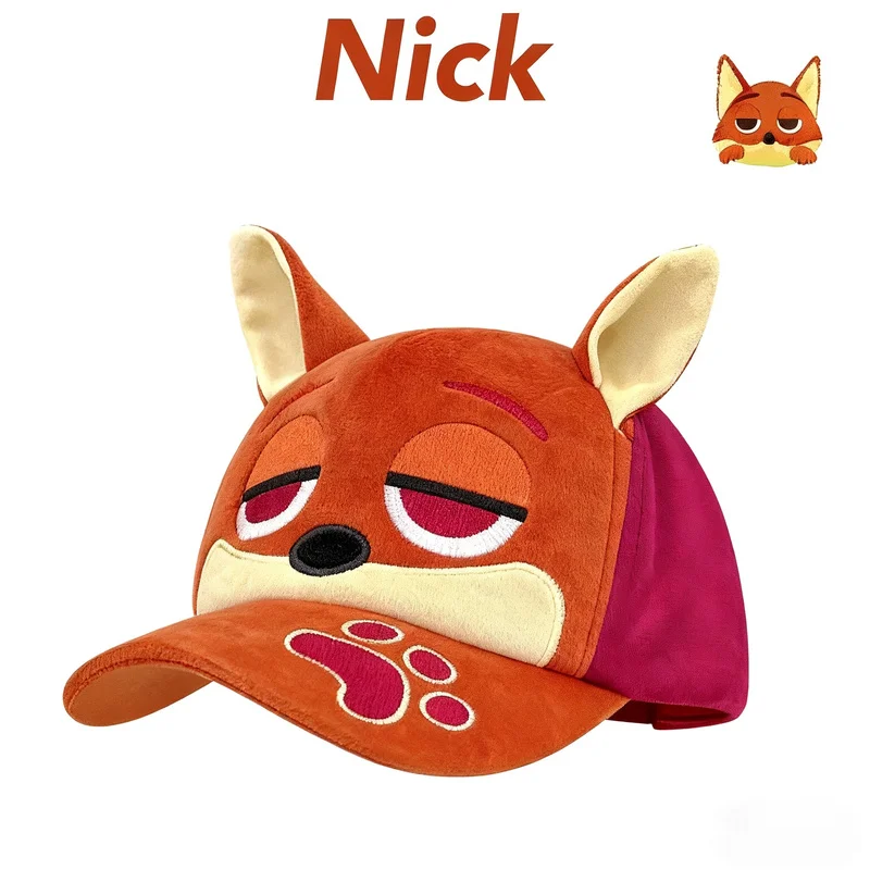 Casquette de baseball en peluche Zootopia Judy Nick, dessin animé mignon, polyvalent, chaud, coupe-vent, extérieur, décontracté, mode Fans, cadeau Surprise