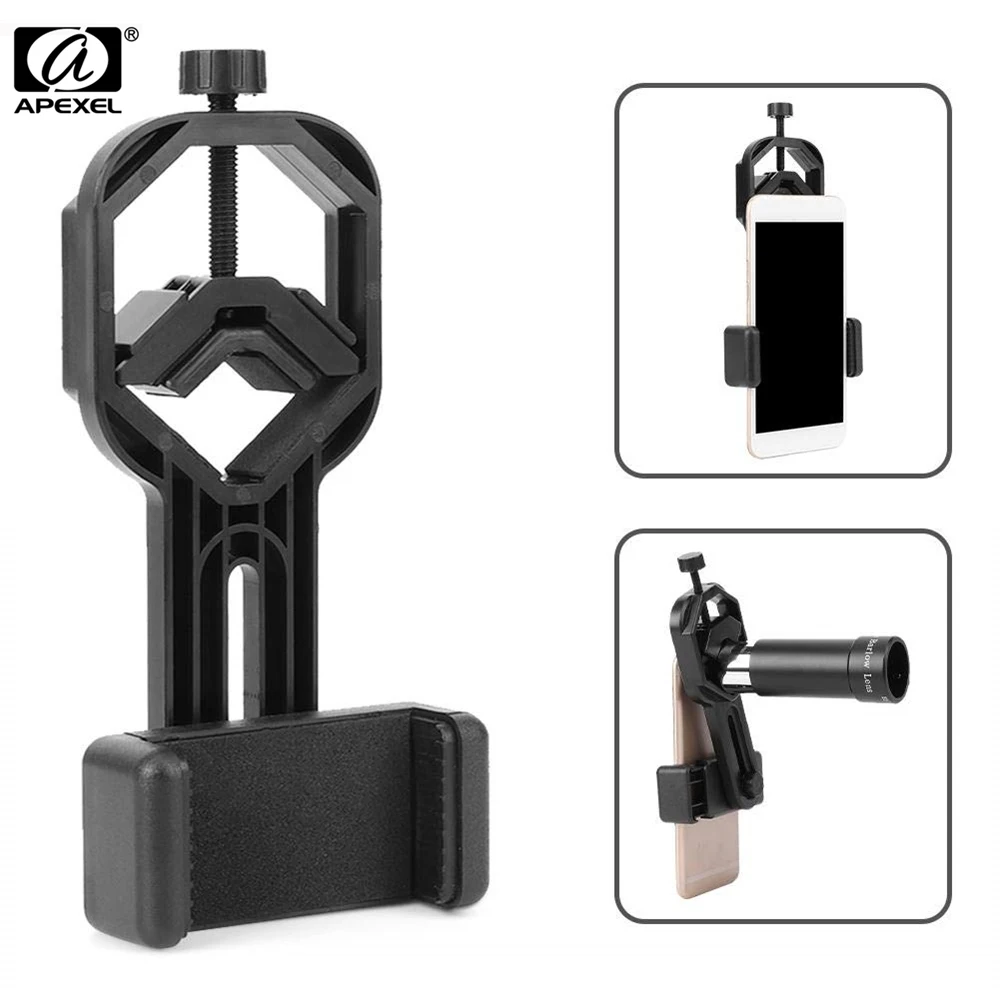 APEXEL Universal Phone Clip For Monocular Binoculars Microscope Telescope Cell Phone Mount Plastic Bracket Width 5cm to 9cm