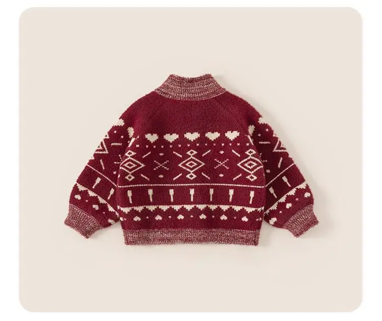 Mädchenpullover Neue Winter Verdickte Jungen-Strickoberteile Kindermäntel Winterkleidung Weihnachten – Detail 4