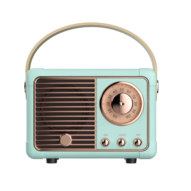 Haut-parleur Hifi Bluetooth Vpig rétro, portable, sans fil, vintage, plastique, 3W, gamme complète 50hz-20khz, lecteur de musique