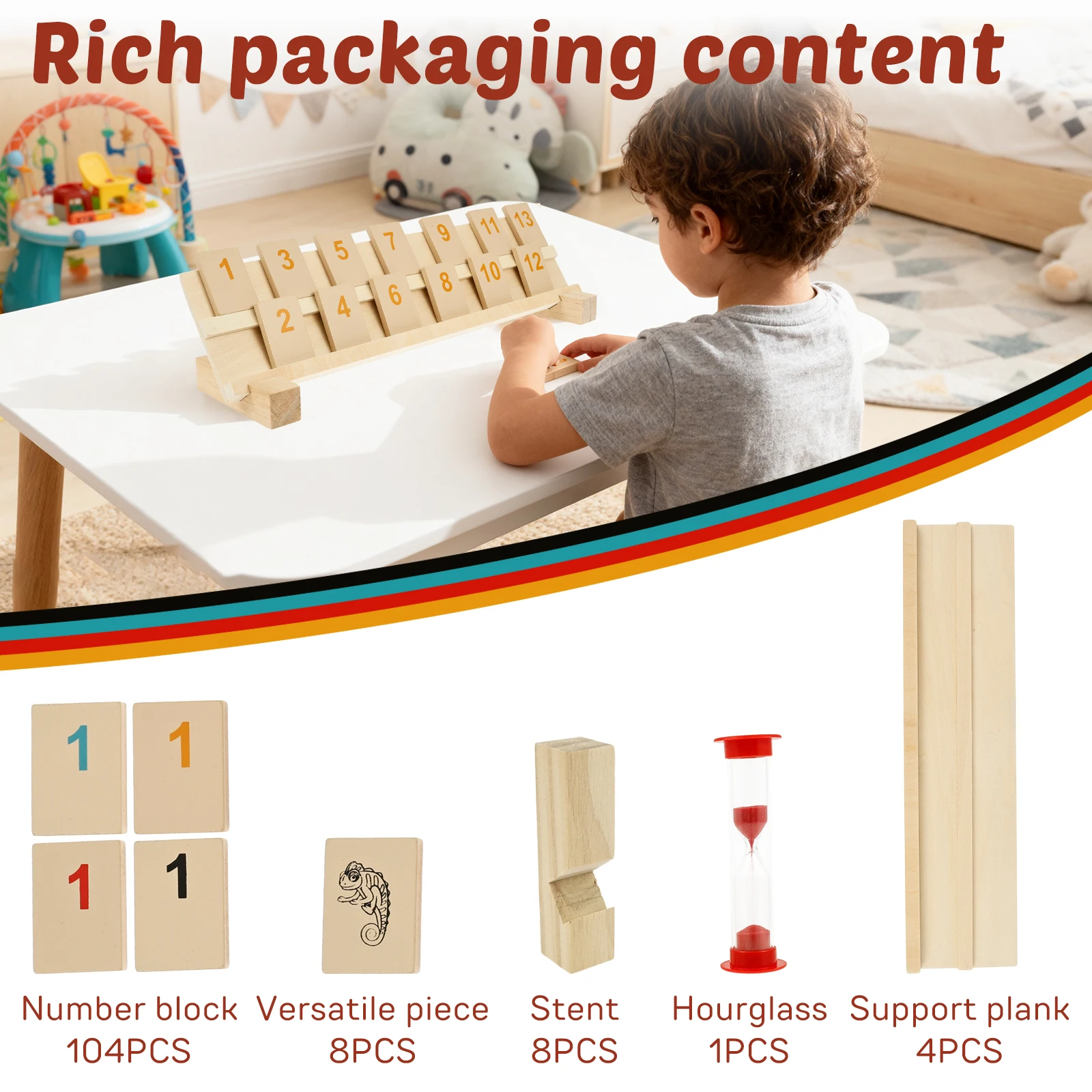 Rummy Cube Game with 4 Racks, 106 Rummy Cube Game Set with Portable Case, Rummy Tiles Travel Set for Family Classic Board Games