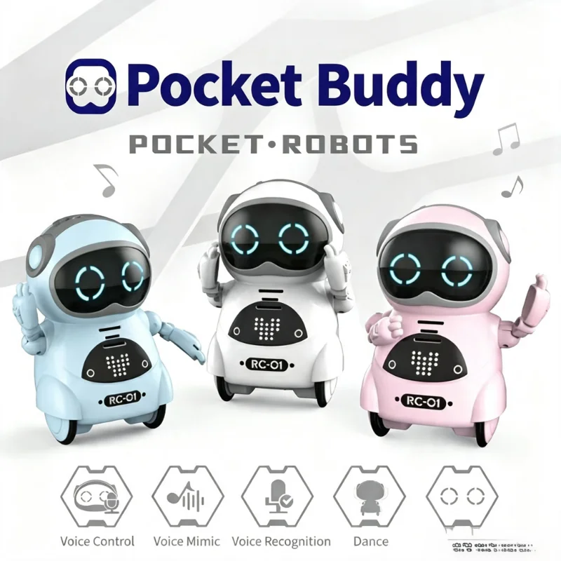 ミニポケットロボットおもちゃ、子供向けスマート音声インタラクティブ教育ロボット、多機能早期学習おもちゃ、誕生日プレゼントに最適