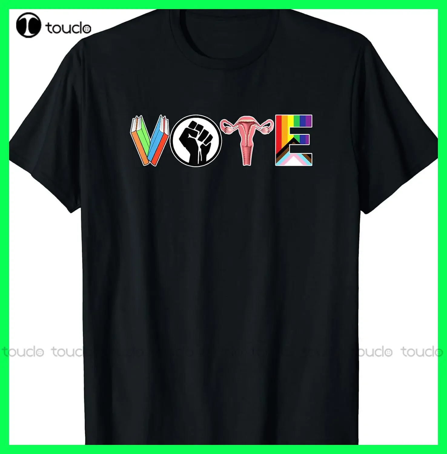 Vote - Books, Fist, Ovaries, Lgtbq T-Shirt S-5Xl Custom Aldult Teen Unisex Digital Printing Tee Shirts Xs-5Xl Custom Gift