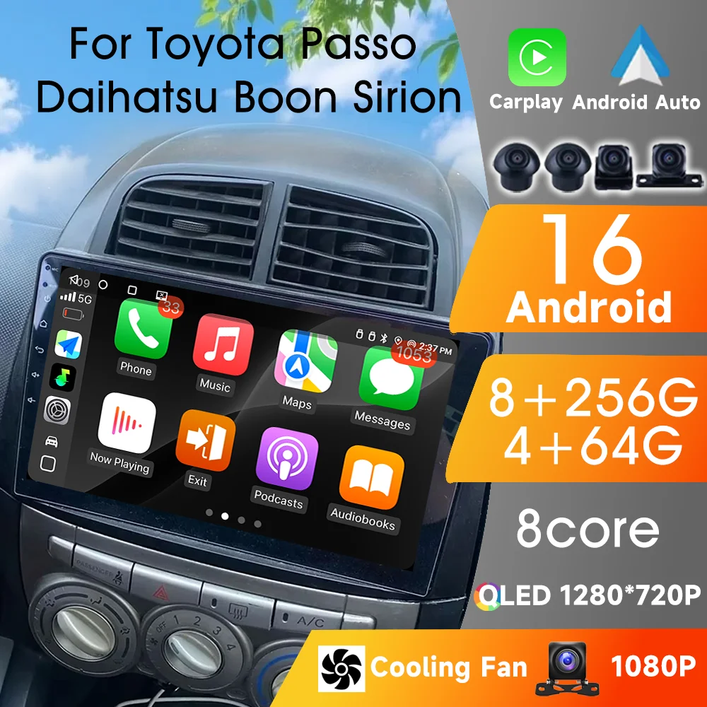 

For Toyota Passo Daihatsu Boon Sirion Subaru Justy Perodua Myvi Carplay Auto Car Intelligent Systems GPS Stereo Car Radio BT DSP