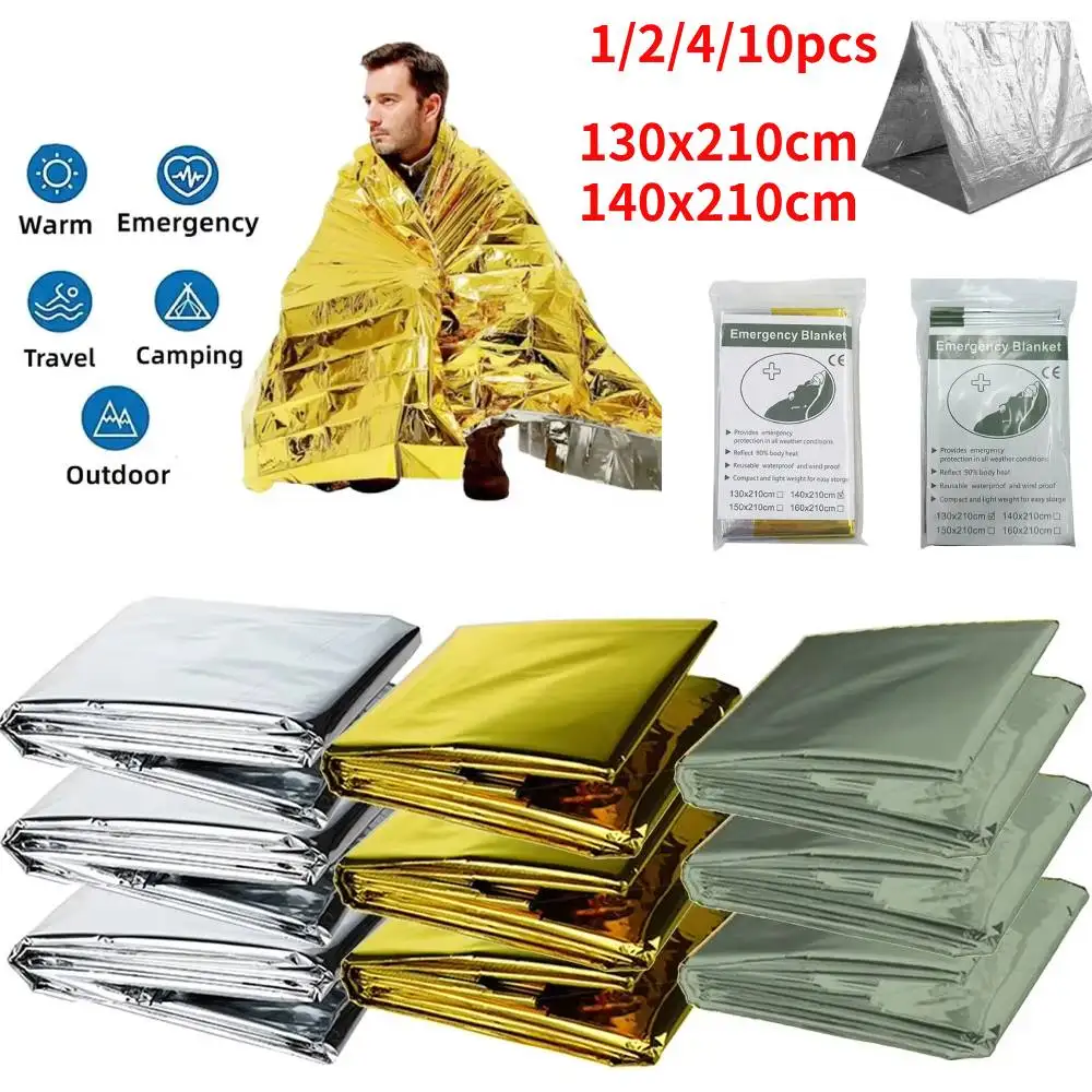 Outdoor Emergency Gold-Sliver Survival Blanket Waterproof First Aid Rescue Curtain Foil Thermal Military Blanket