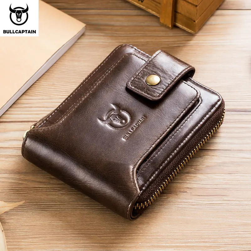 BULLCAPTAIN Brand Men's Wallet Genuine Leather Purse Male Rfid Wallet Multifunction Storage Bag Coin Purse Wallet's Card Bags