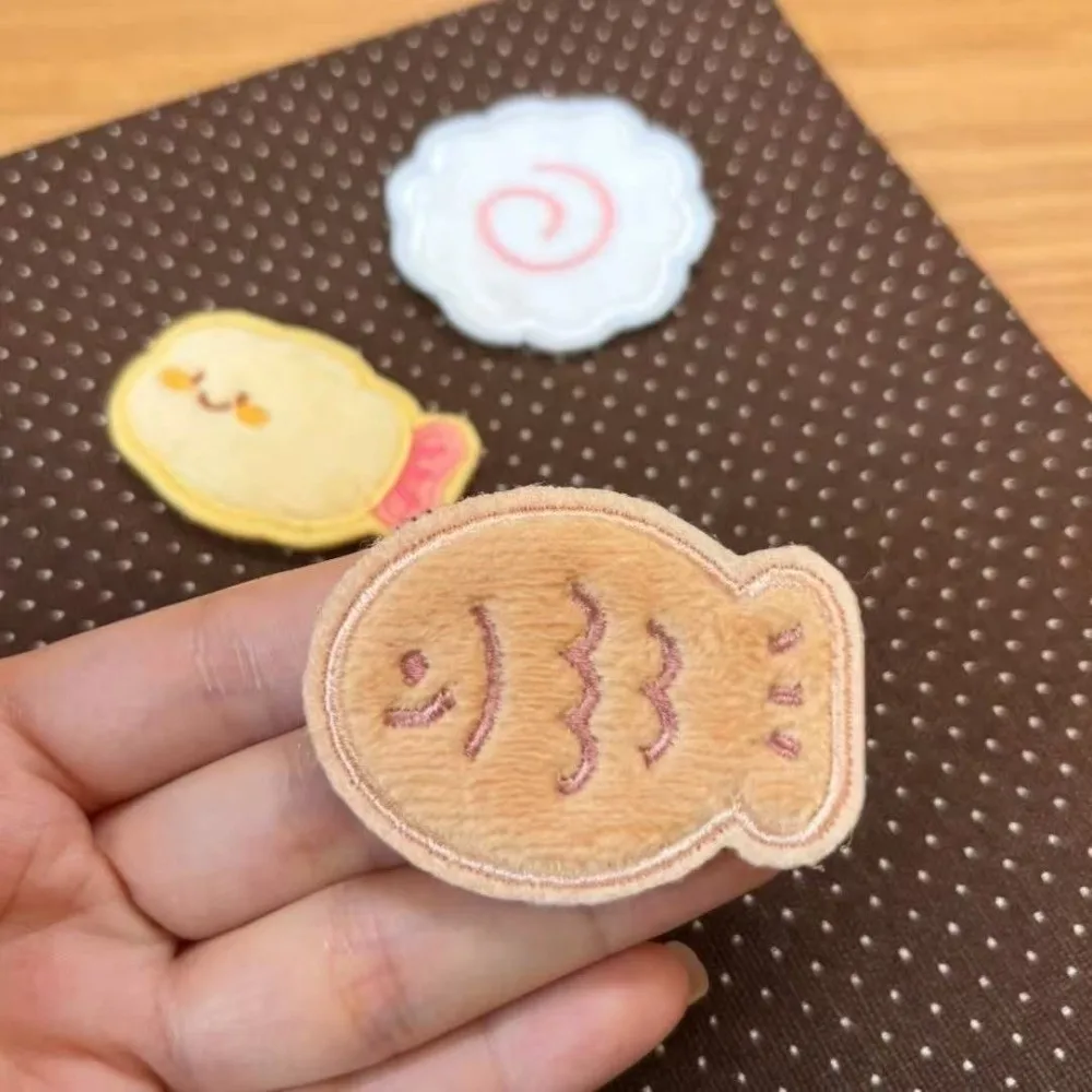 Soft Velvet Fringe Hair Fixing Stickers Cute Food Pattern Shrimp Bangs Hair Stickers Fish Cake Easy Application