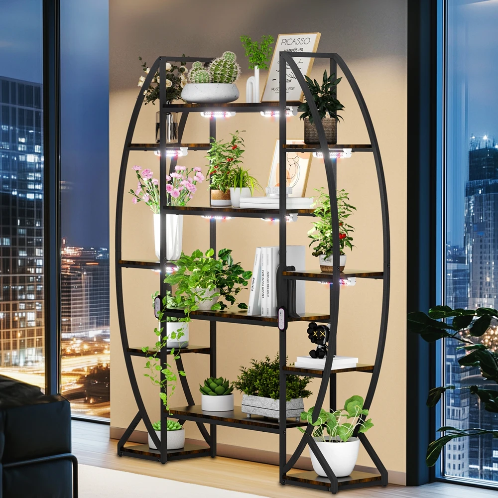 

Large Tall Plant Rack Multiple Flower Pots Display Shelves with Plant Grow Lightspromote sales