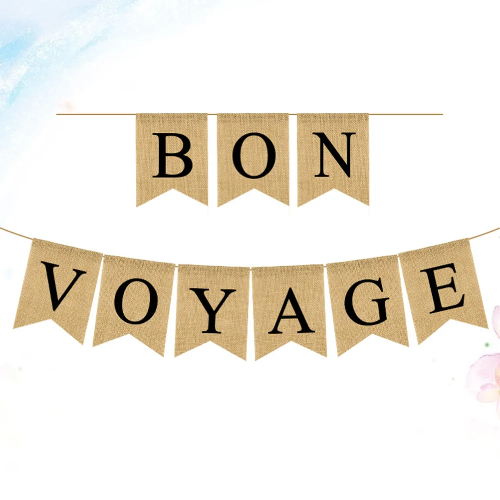 

Fishtail Flag Travel Banner Party Decorations Burlap Flags Blue Travel Theme Supplies Garland Linen for Graduation