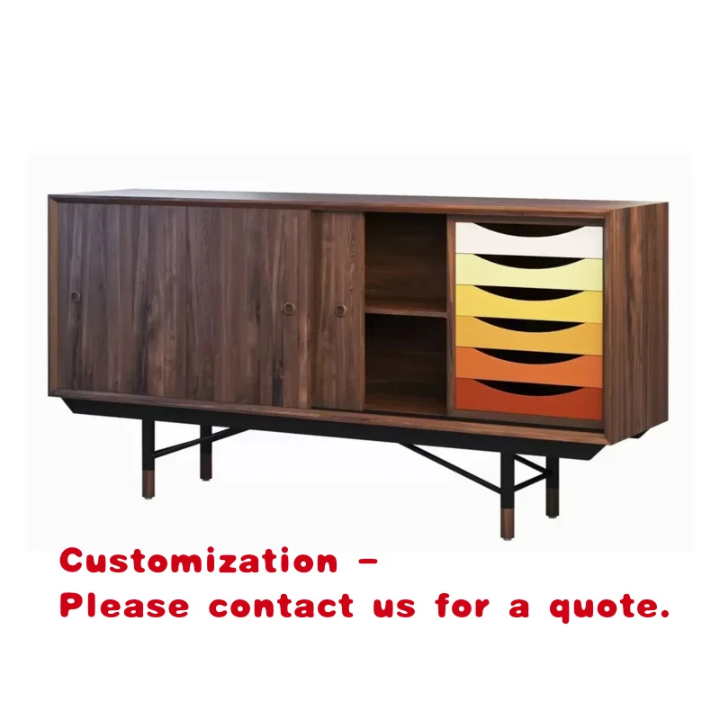 custom.Direct Customized Nordic Multi-functional Storage Sideboard Walnut Storage Cabinet with Gradient Drawer Entryway