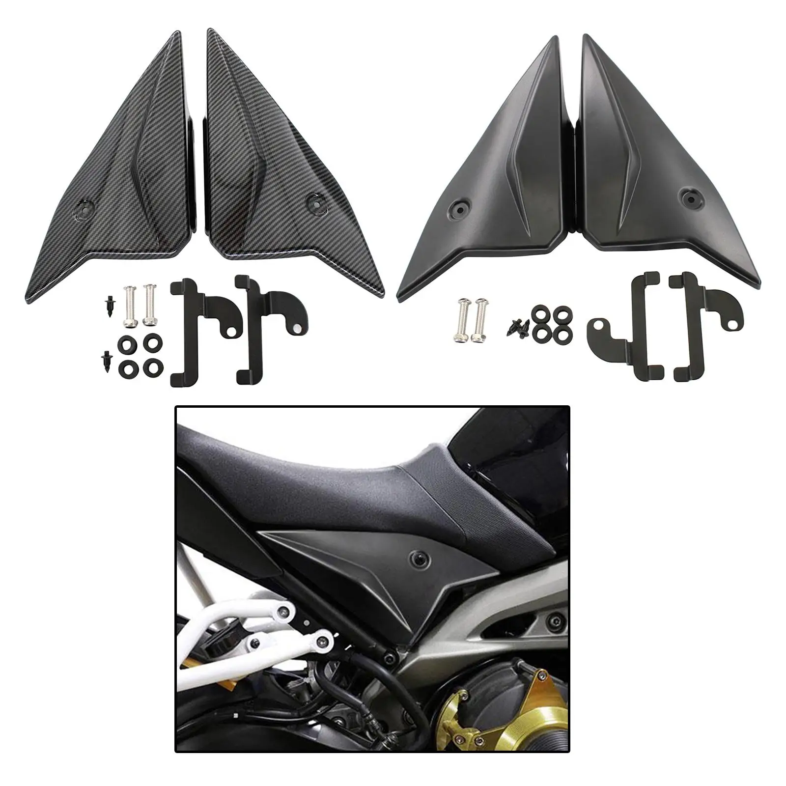 

Motorbike Carbon Style ABS Side Cover Fairings for Yamaha FZ-09 2014-2020 Replacement Black Panels