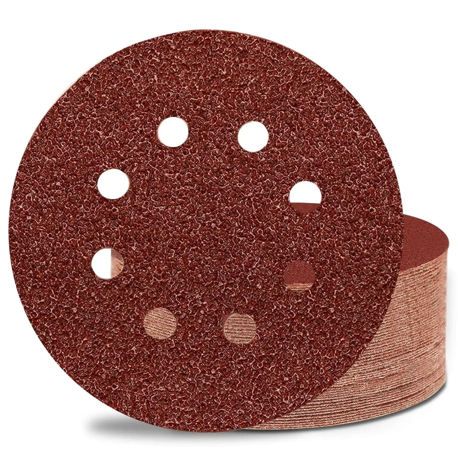 

5 Inch Sanding Discs Hook and Loop 8 Hole Sandpaper Include 40, 60, 80, 120, 180, 240, 320 Grit for Random Orbital Sander