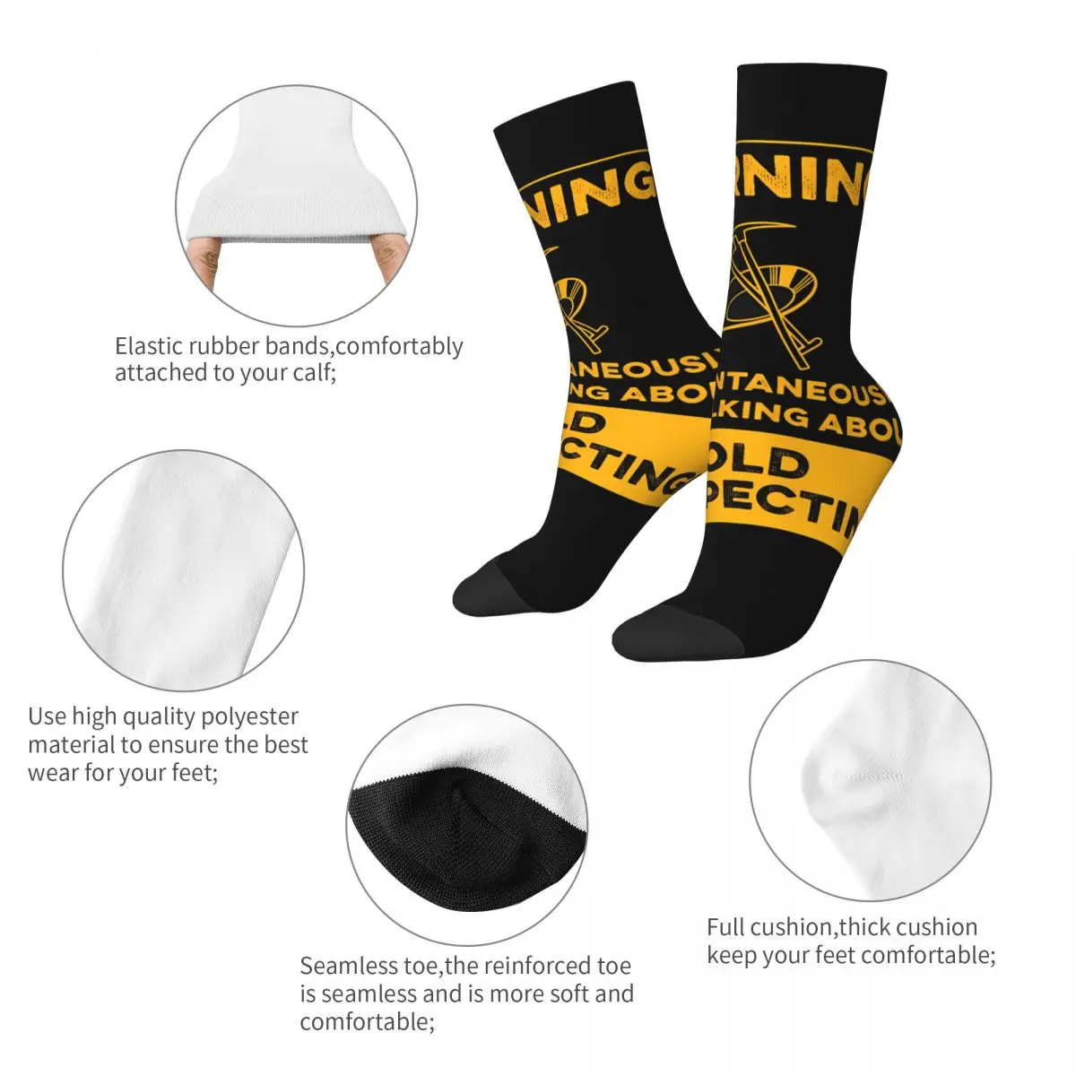 Crazy compression Gold Finder Sock for Men Harajuku Gold prospecting Quality Pattern Crew Sock Casual