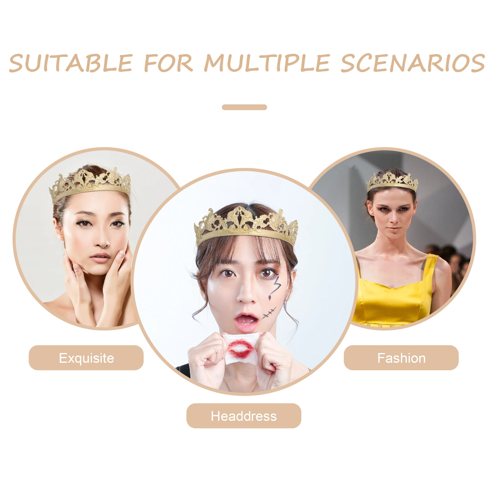 Couronne en métal pour hommes et femmes, 1 pièce, accessoire de spectacle de Cosplay pour fête de mariage, diadème de carnaval, accessoire de Costume d'anniversaire de noël