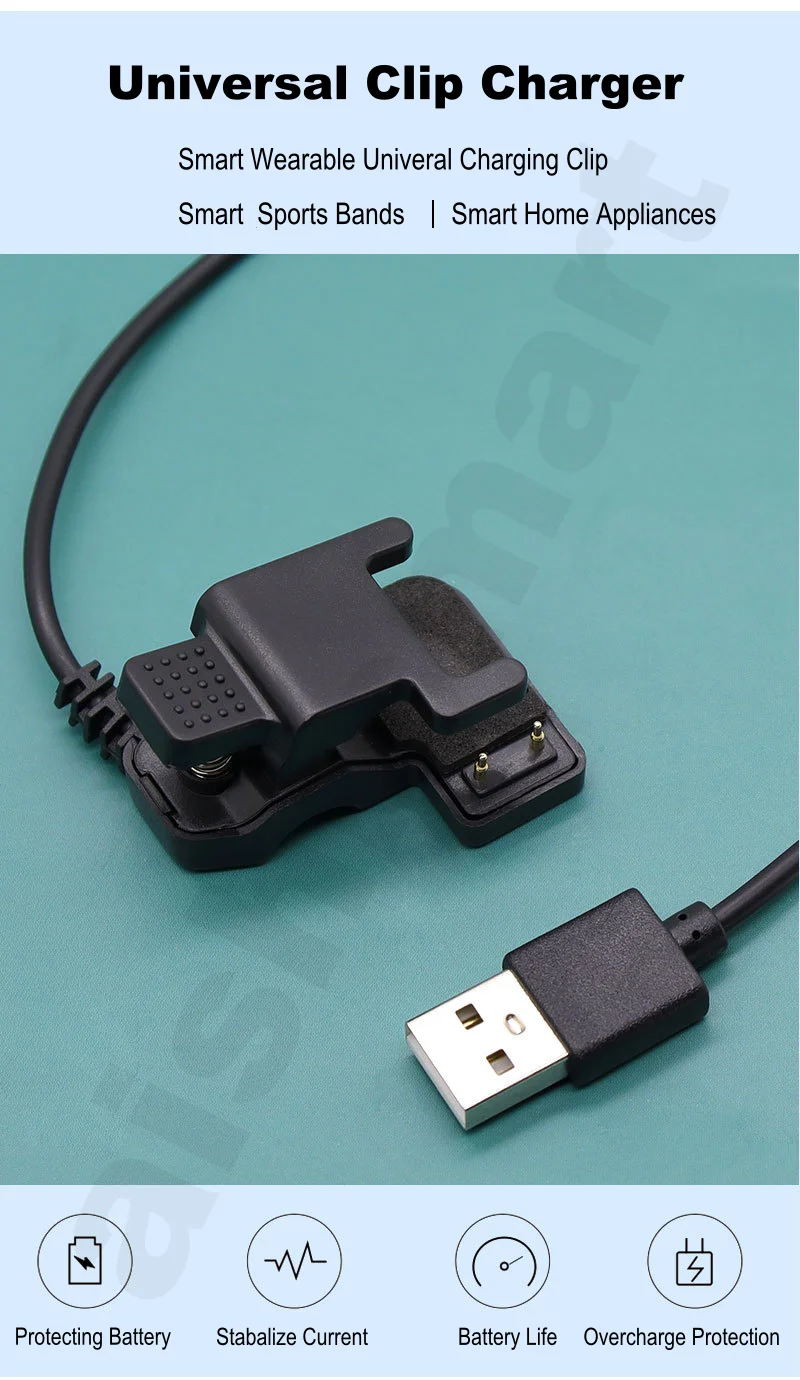 Carregador de clipe universal 2 pinos 3 pinos 3mm 4mm 7mm para pulseira de relógio inteligente clipe de carregamento huaqiangbei t500 hw16 hw22 s6 x7 x8 x10 ls05