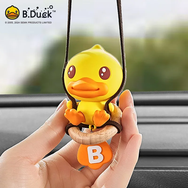 Anime Cute Swing Little Yellow Duck Car Pendant 2024 New Car Interior Rearview Mirror Pendant Decoration Cartoon Decoration