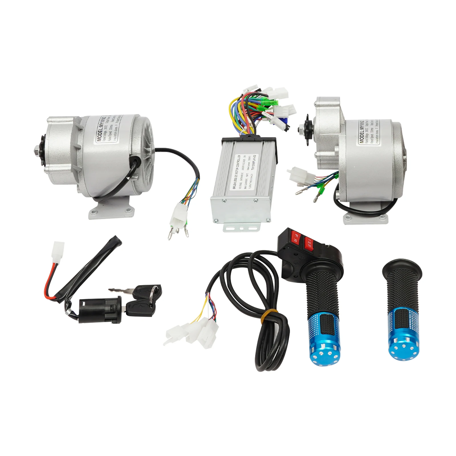 350W elektrische motor met tandwielreductie, elektrische fietsmotorkit met controller en omkeergashendels, controller spanning 24/36/48V
