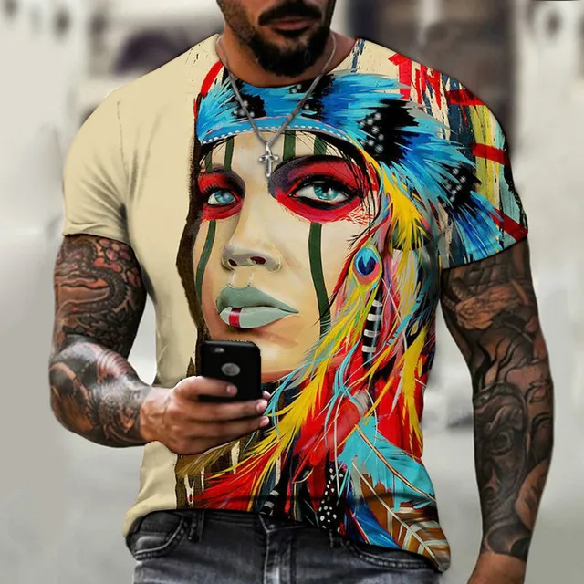 Men's T Shirts Summer 2022 Casual Oversized Retro Style Short Sleeves Men's 3D Digital Printing O Neck Personality New Shirts