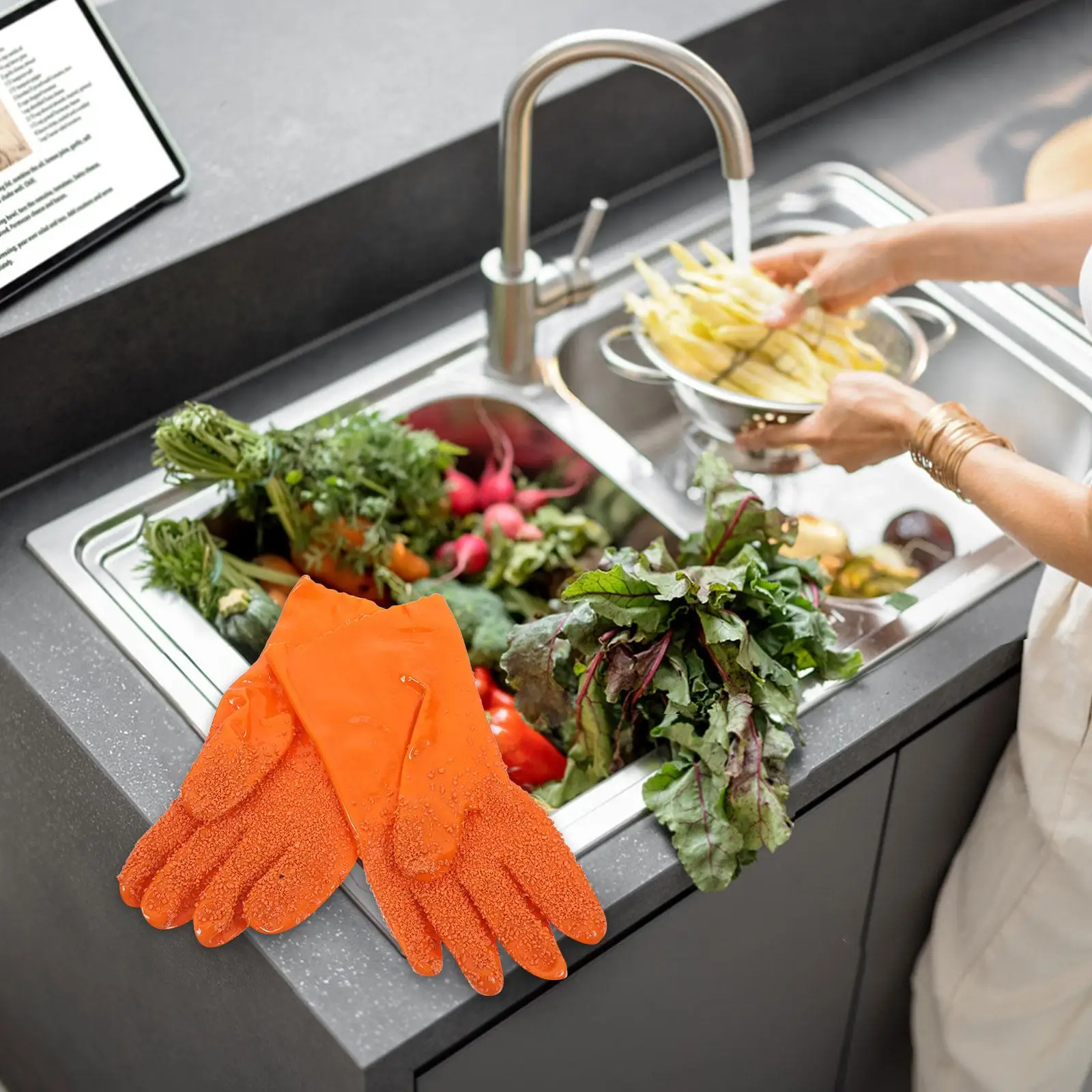 Peeled Gloves Vegetable Processing Tool Peeling Potato Peeler Veggie Protective Kitchen Gloves Non Toxic PVC Waterproof One Size