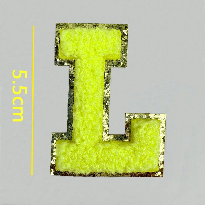 Picture 4: Yellow Letters Sticker Patch Alphabet Towel Embroidered Chenille Patches for Clothing Bags Jacket Stick on Accessories Applique