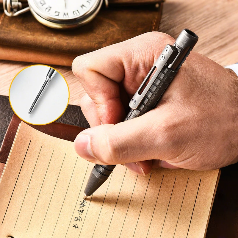 High Quality Titanium Alloy Tactical Pen PEI Signature Pen Student Office Stationery Emergency Window Breaker Survival Supplies