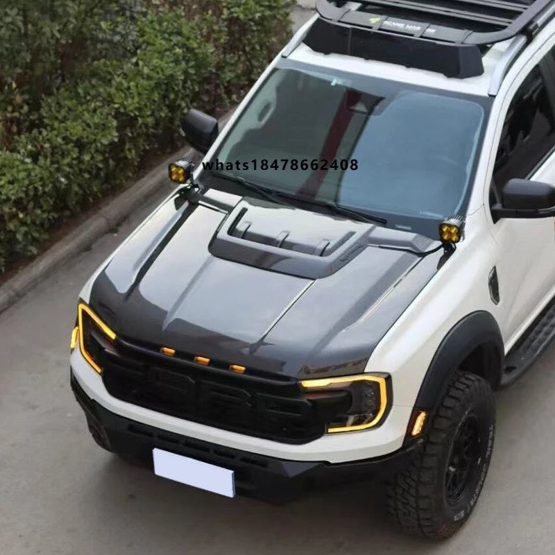 Ranger Raptor Style Carbon Fiber Hood Aggressive Exterior Upgrade Lightweight & Durable Direct Bolt-On Engine Cover