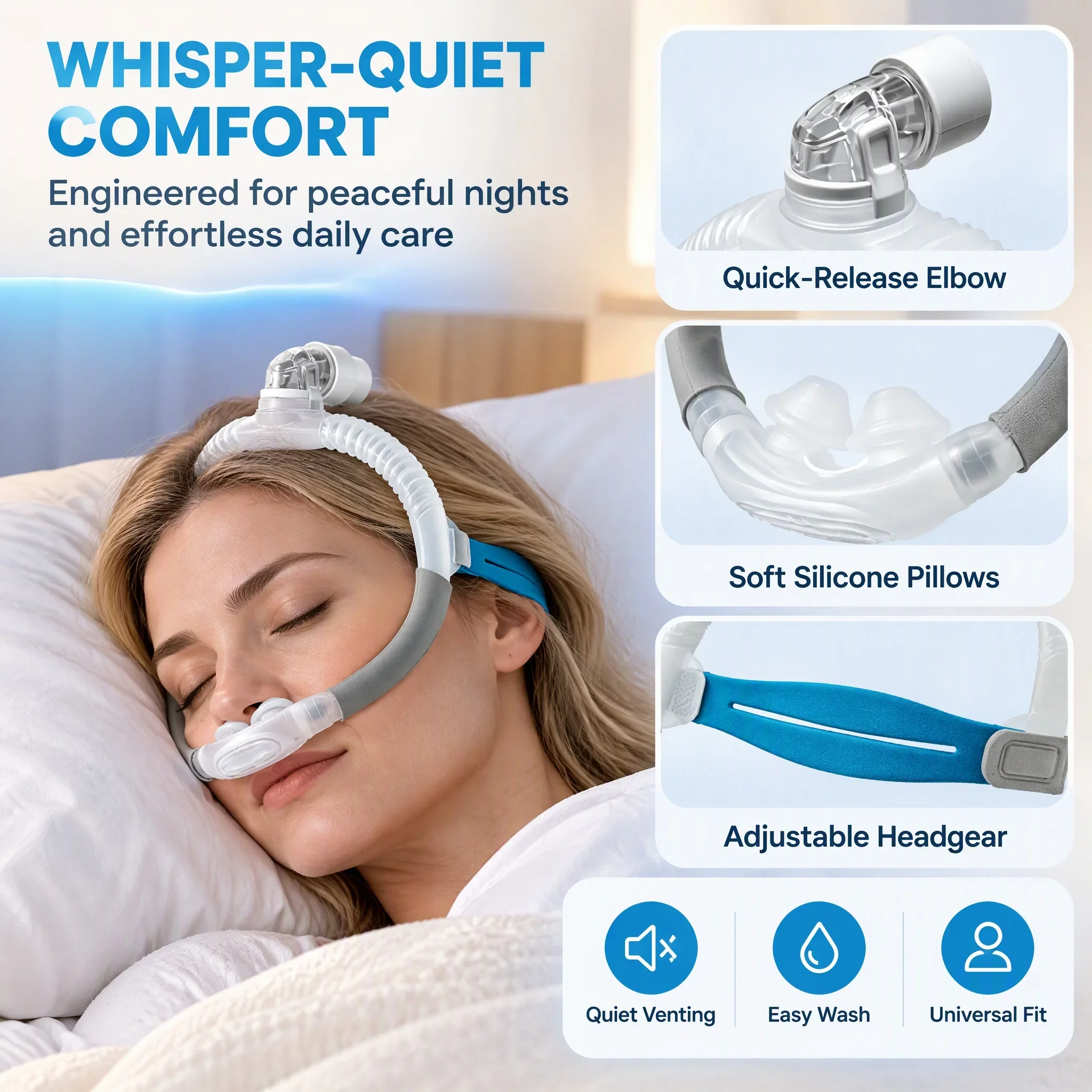 1 Set Replacement AirFit P30i Nasal Pillow Mask Set, CPAP Respiratory Mask Includes Strap Frame Cushion for Sleep Aid S/M/L Size