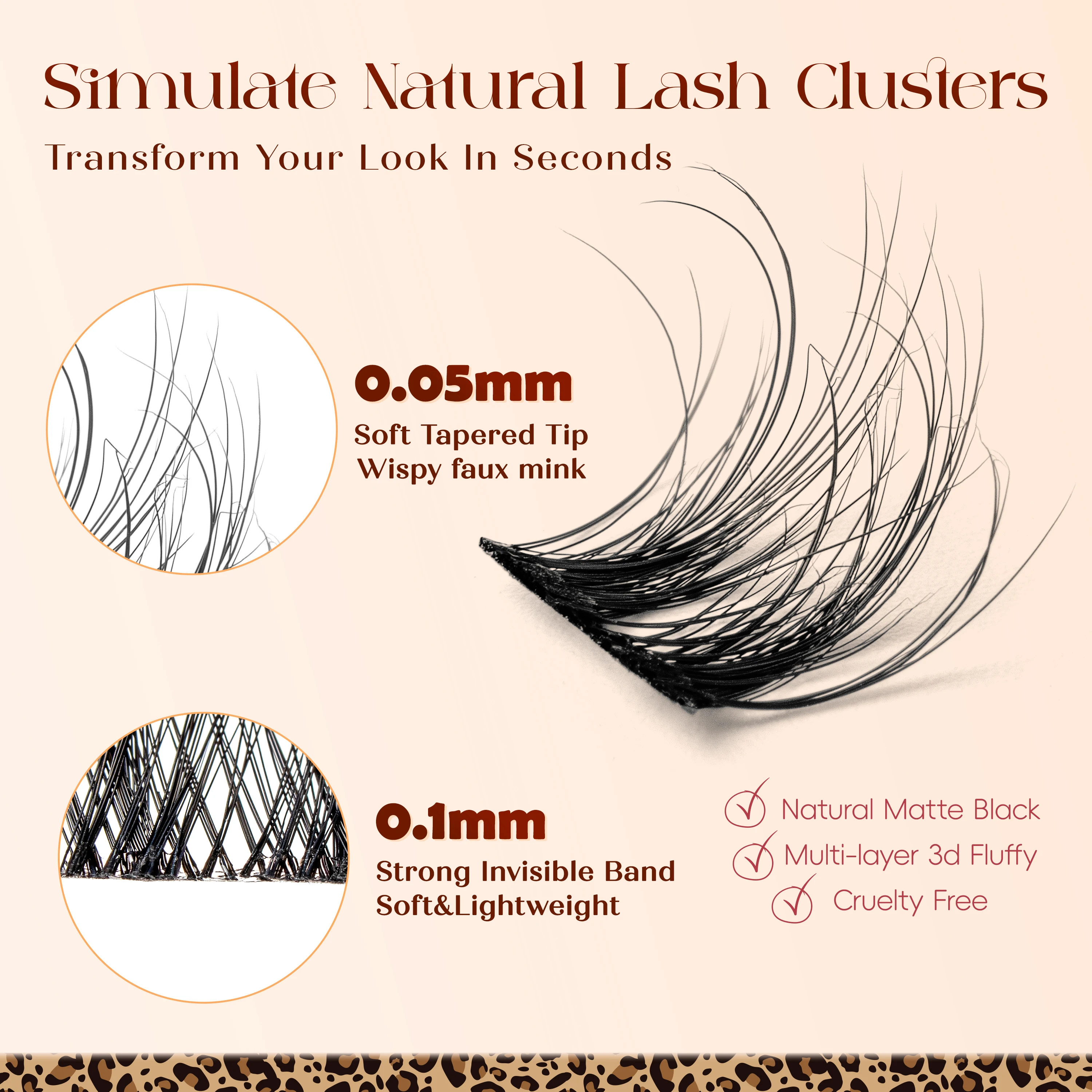 Lash Clusters 0.05 มม.PBT เส้นใยขนตาคลัสเตอร์ 0.1 มม.Superfine Invisiband D Curl Diy Lash Extension 8-16 มม.ขนตา