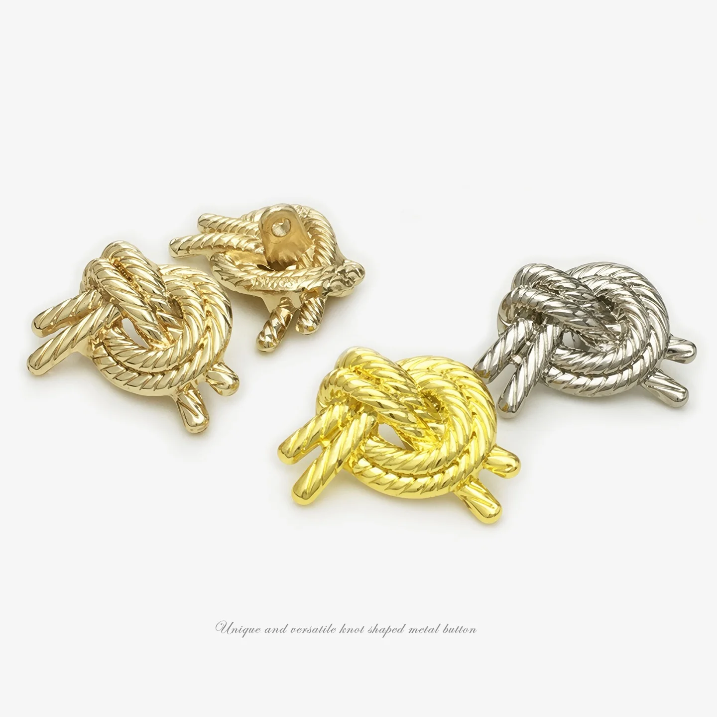 10PCS Imitation Gold Hollow Knot Shaped Metal Buttons, All-match Decorative Buttons for Suit Trench Coat Woolen Coat Leather Jac