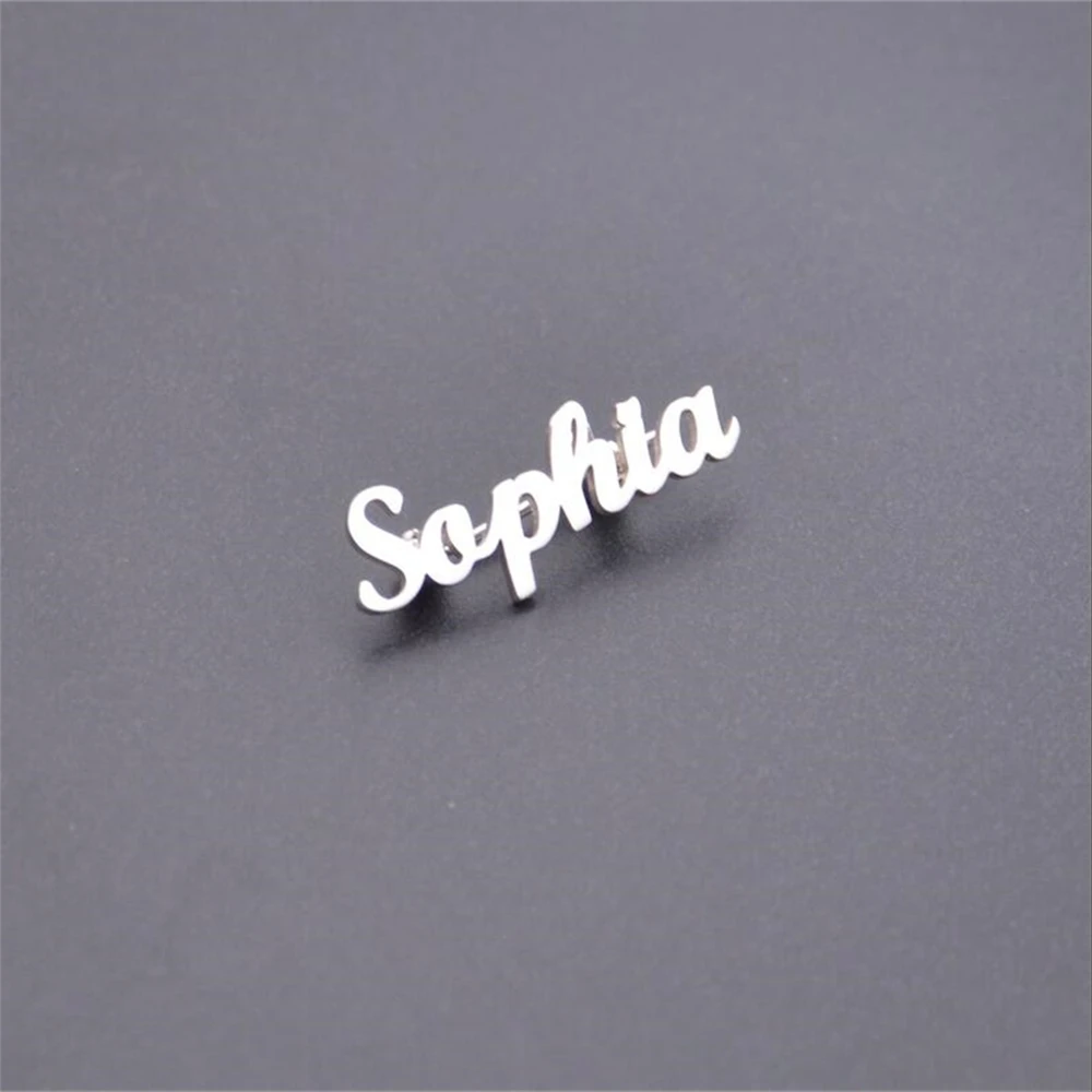 Name Pin Custom Brooches For Women Men Personalized Wedding Jewelry Stainless Steel Ladies Brooch Party Gift