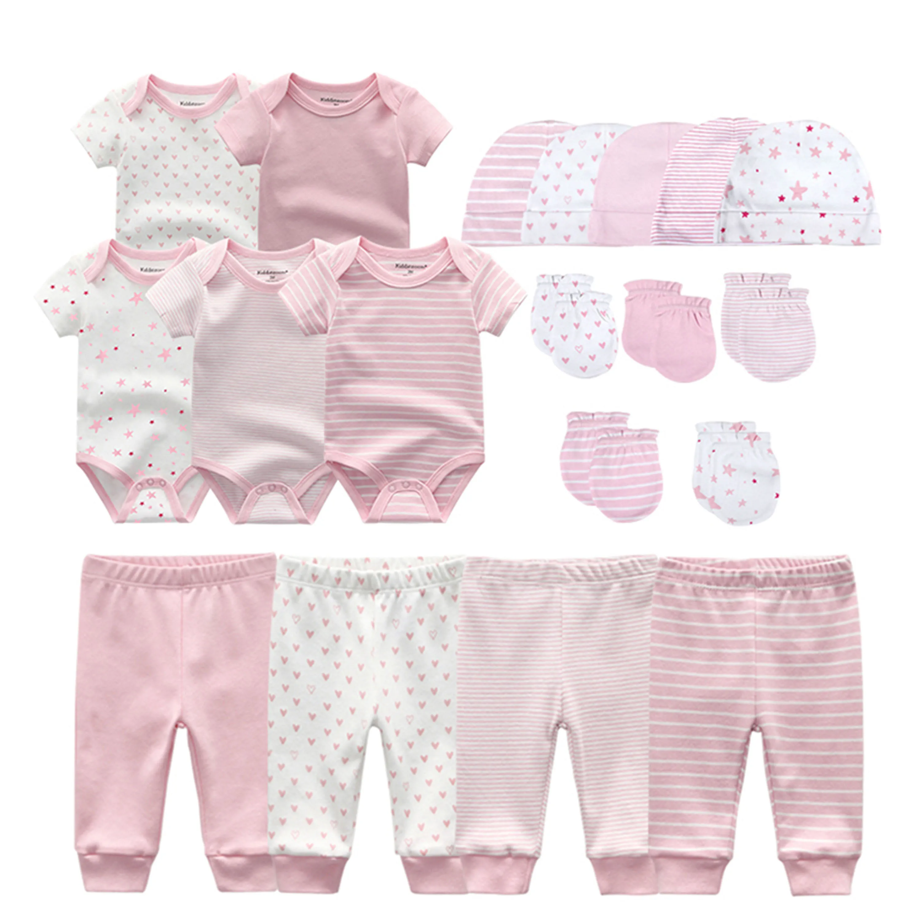 Baby Clothing Sets Newborn Boy Girl Infant Bodysuits+Pants+Hats+Gloves/Bibs Unisex Clothes Bebes