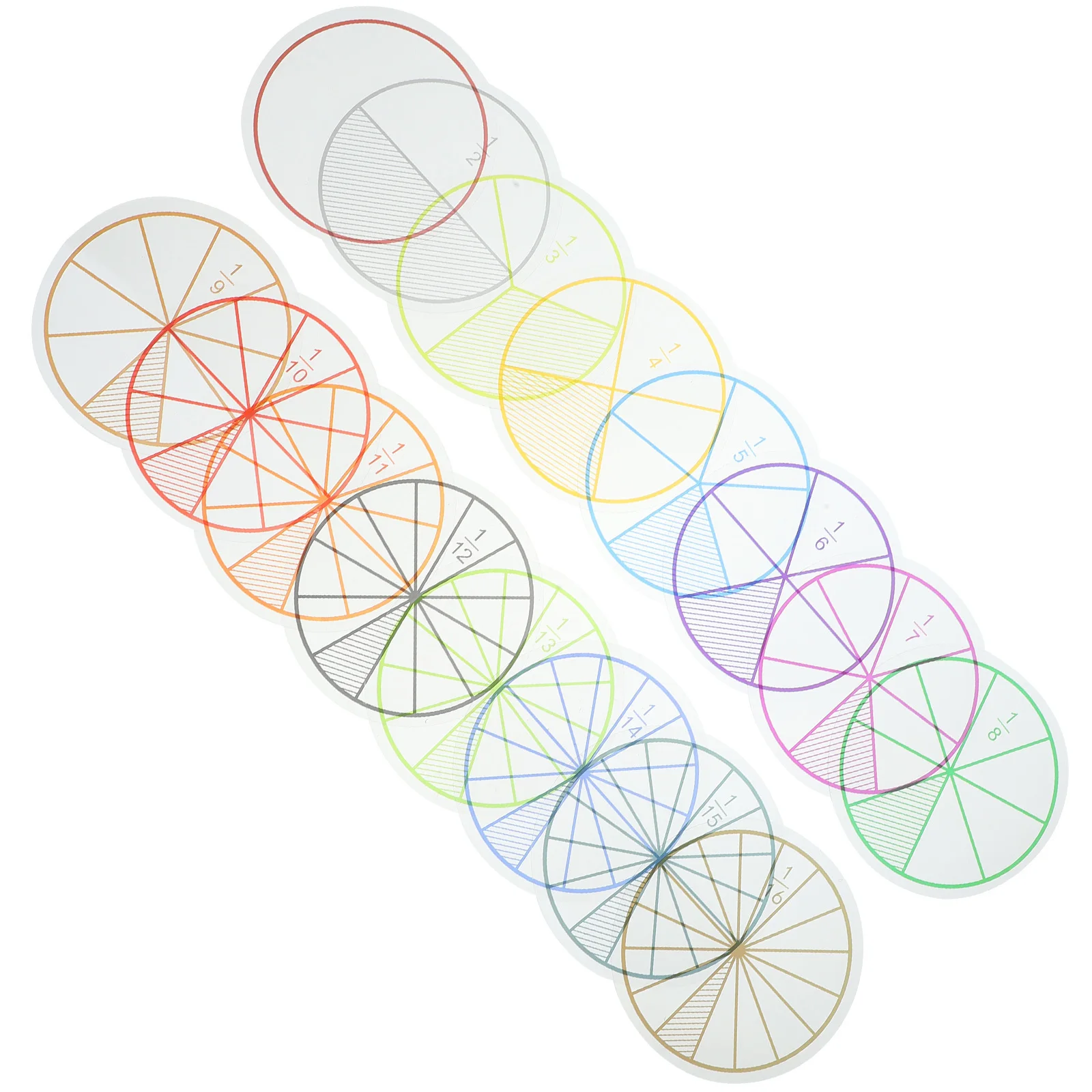 16 Sheets Colored Fraction Circle Manipulatives for Elementary Math Teachers Classroom Activities Educational Math Learning