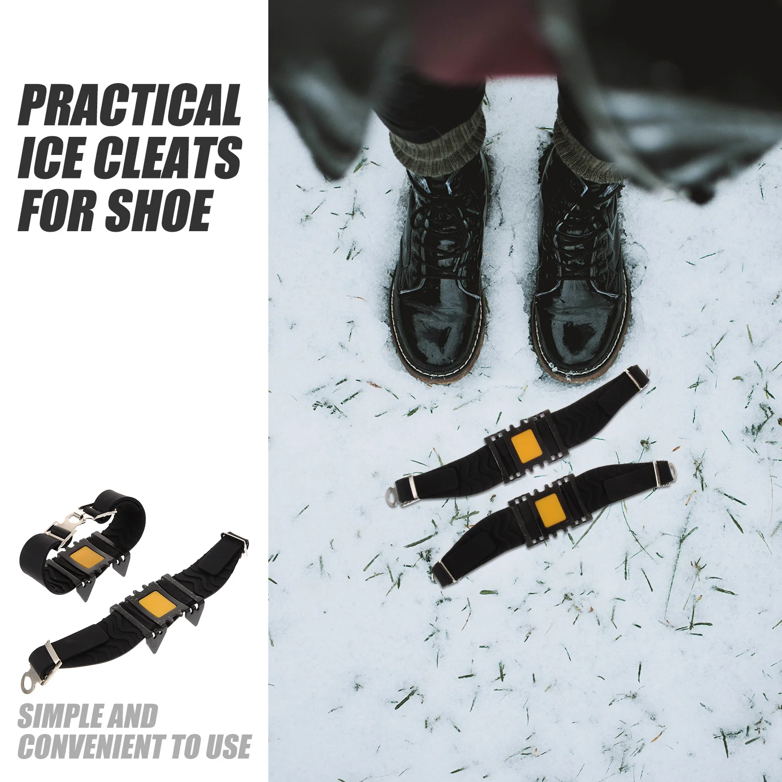 

1Pair Boot Ice Cleats Adjustable Non Slip Snow Cleats Grippers Steel Studs Outdoor Shoe Climbing Walking Camping