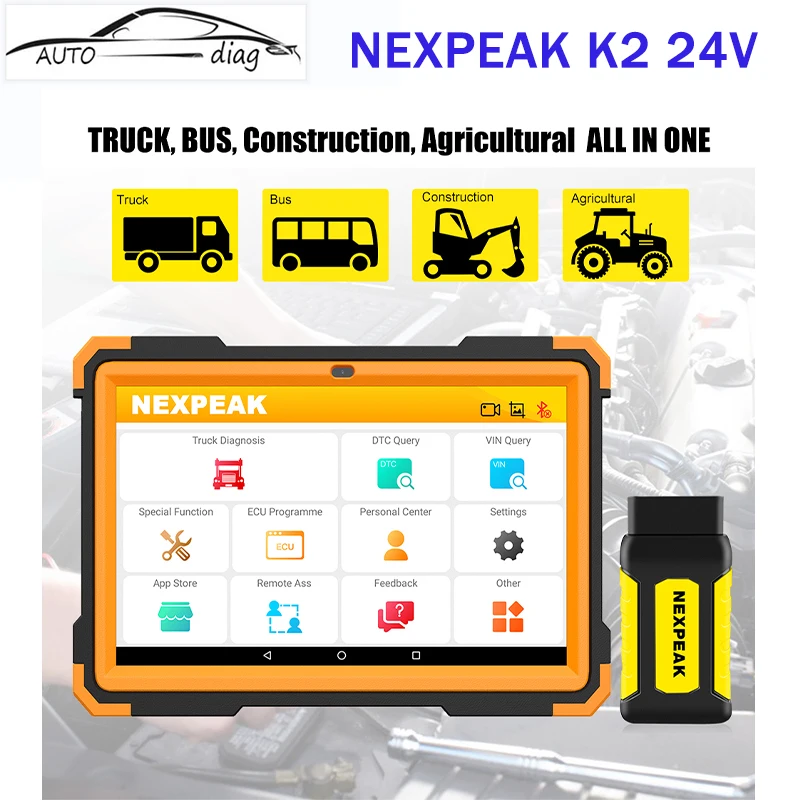 

NEXPEAK K2 24V Heavy Truck Diagnostic Tool Bluetooth All System OBD2 Code Reader DPF Oil EPB Reset OBD 2 Diesel Trucks Scanner