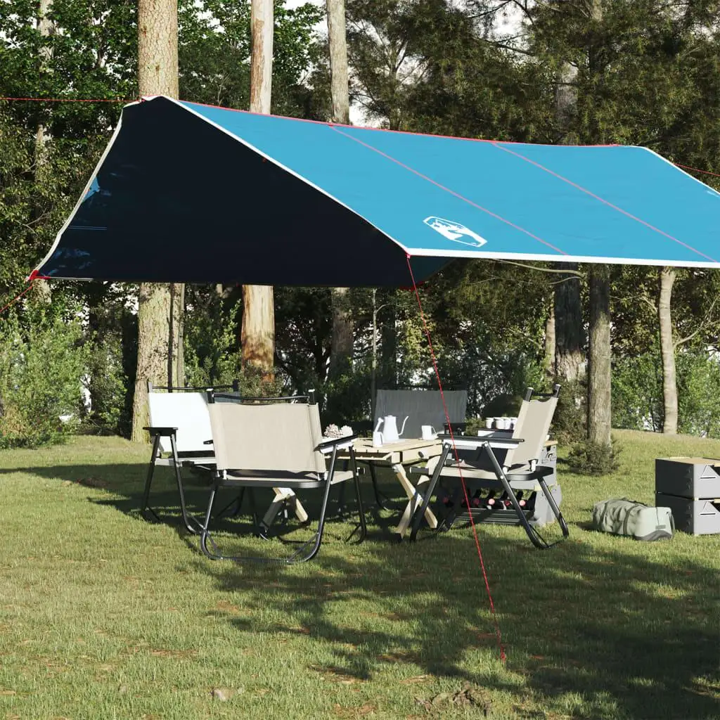 Blue Waterproof Camping Tarp 420x440 cm - Durable & Lightweight Outdoor Shelter