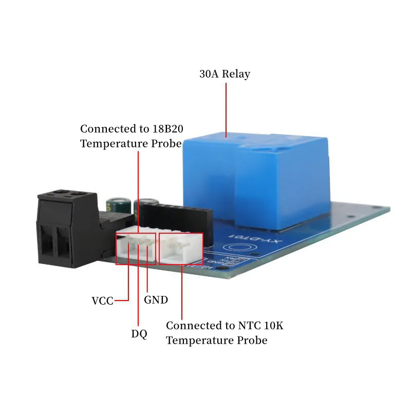 1/2/3/5/10Pcs XY-DT01 High-Precision Digital Temperature Controller Module Cooling And Heating 30A Relay